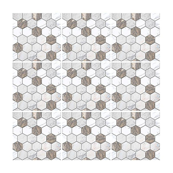 10pcs/set PVC Waterproof Wall Stickers Hexagonal Marble Pattern Tile