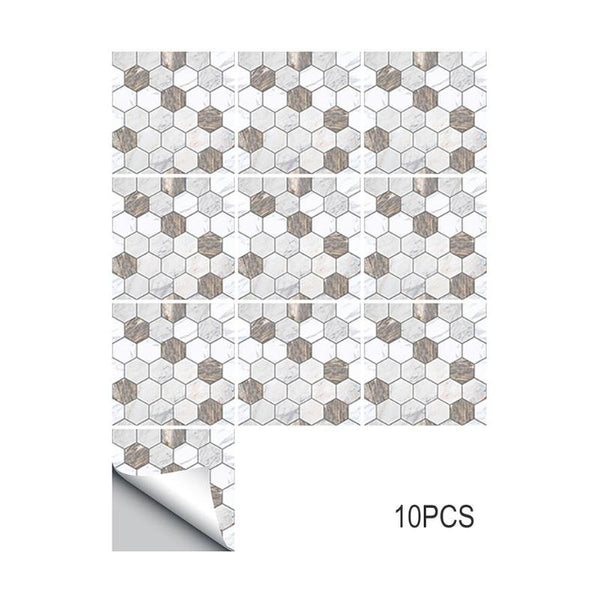 10pcs/set PVC Waterproof Wall Stickers Hexagonal Marble Pattern Tile