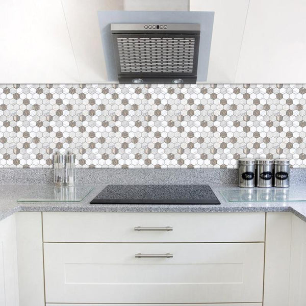 10pcs/set PVC Waterproof Wall Stickers Hexagonal Marble Pattern Tile